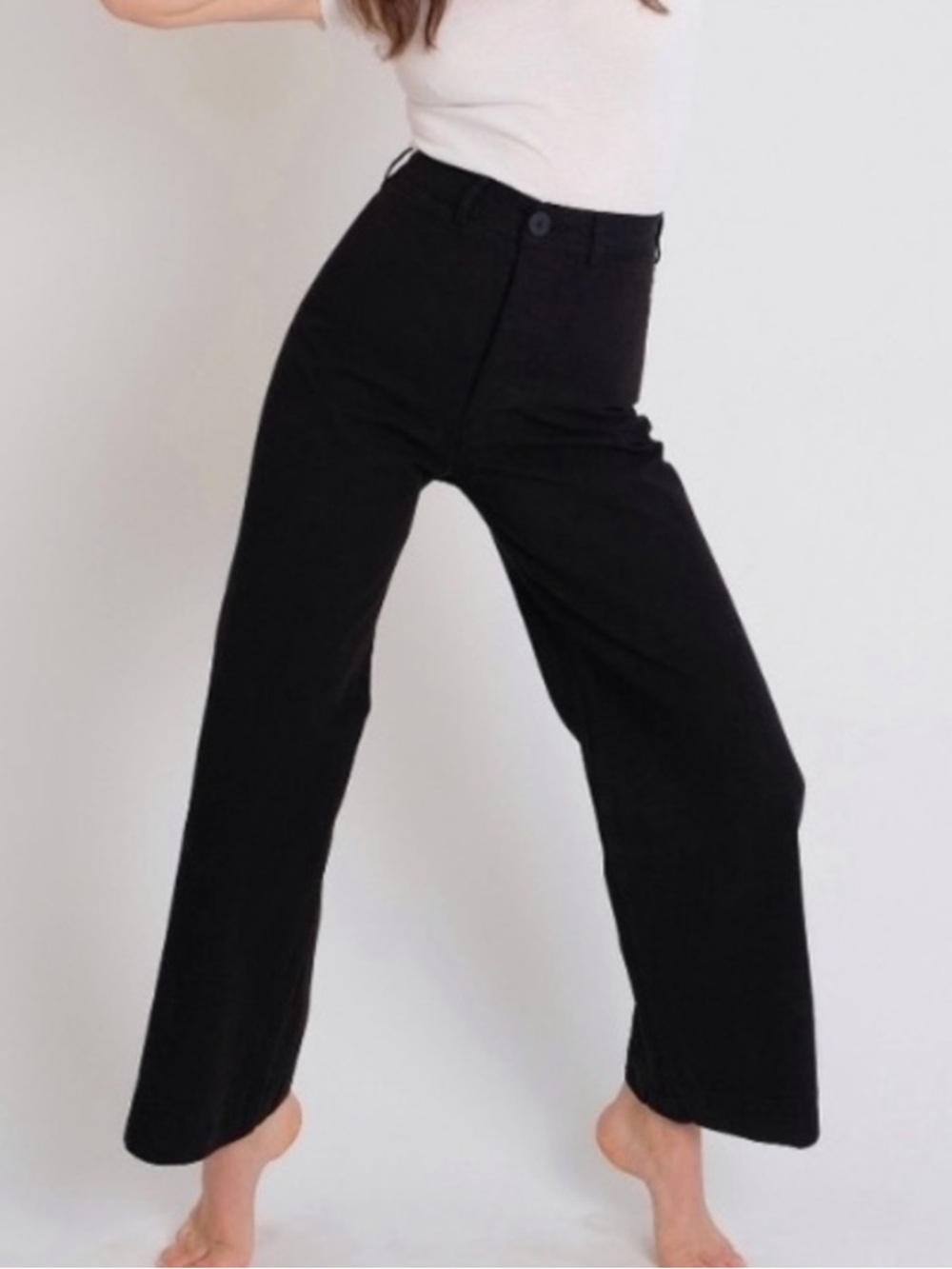 Jesse Kamm Black Sailor Pants Wide Leg Cotton Canvas High Waist 2